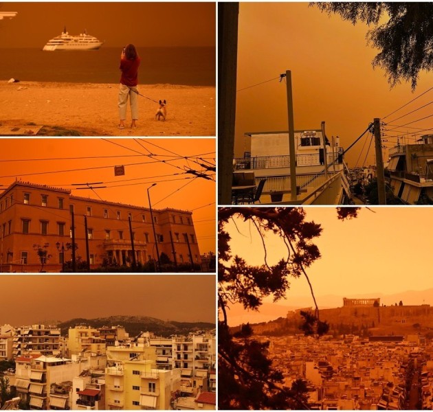 Η αφρικανική σκόνη «έπνιξε» Αθήνα, Καλαμάτα - Εικόνες Αποκάλυψης
