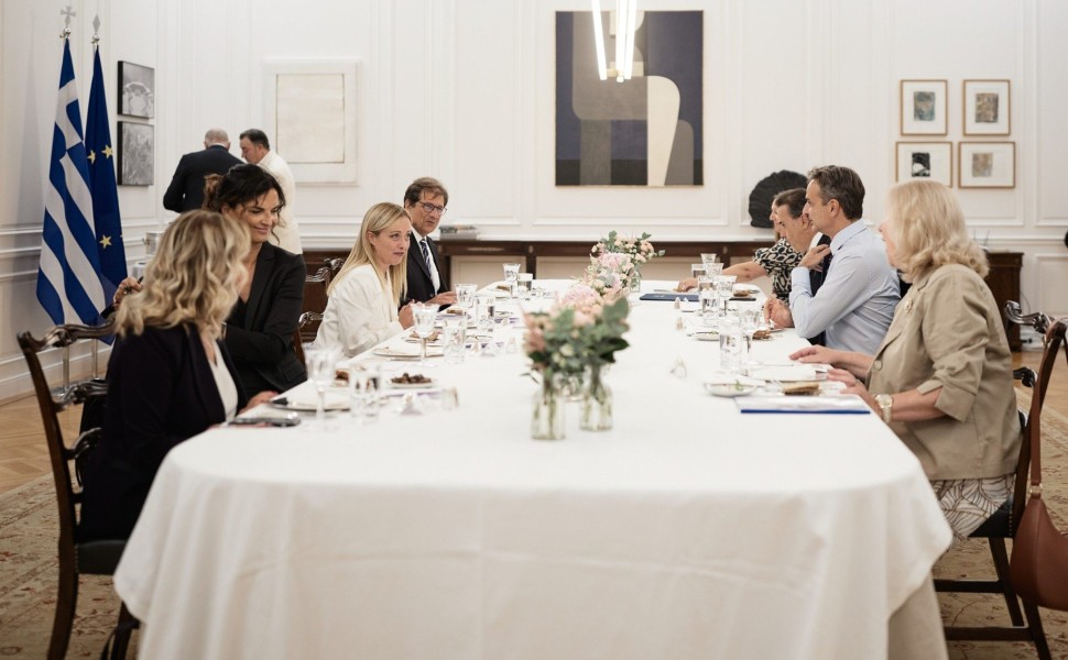 Συνάντηση του Πρωθυπουργού Κυριάκου Μητσοτάκη με τη Πρωθυπουργό της Ιταλίας Τζόρτζια Μελόνι.  Πέμπτη 31 Αυγούστου 2023    (ΔΗΜΗΤΡΗΣ ΠΑΠΑΜΗΤΣΟΣ / ΓΡ. ΤΥΠΟΥ ΠΡΩΘΥΠΟΥΡΓΟΥ / EUROKINISSI)