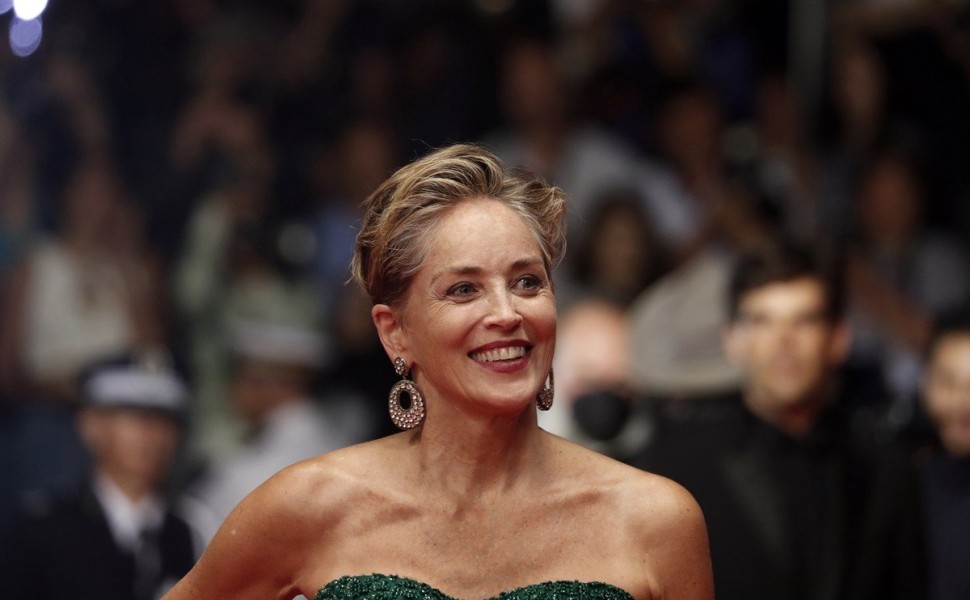 epa09970369 Sharon Stone arrives for the screening of 'Crimes of the Future' during the 75th annual Cannes Film Festival, in Cannes, France, 23 May 2022. The movie is presented in the Official Competition of the festival which runs from 17 to 28 May.  EPA