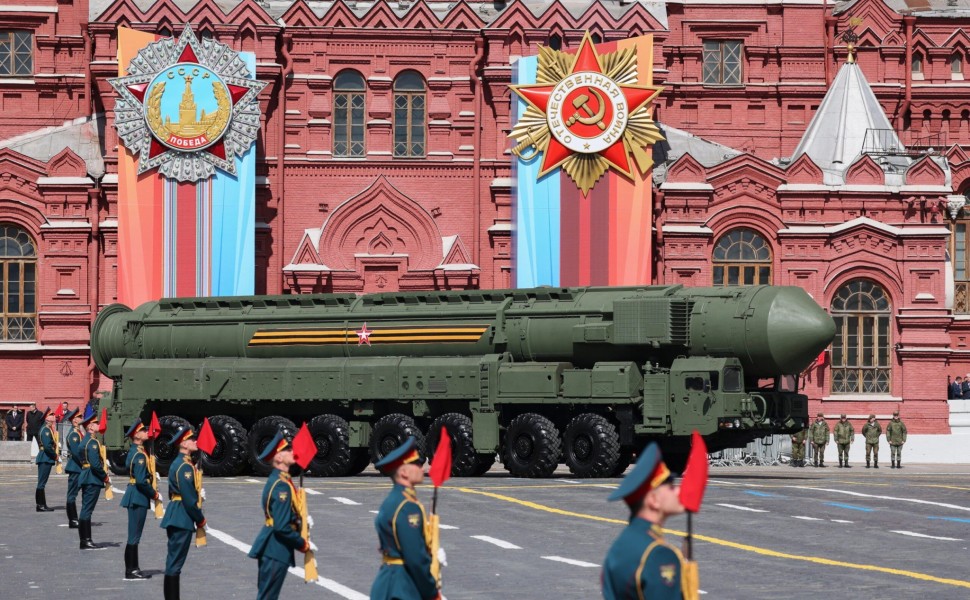 epa10616782 A Russian Yars intercontinental ballistic missile launcher drives during a Victory Day military parade on Red Square in Moscow, Russia, 09 May 2023. Russia marks the 78th anniversary of the victory in World War II over Nazi Germany and its all