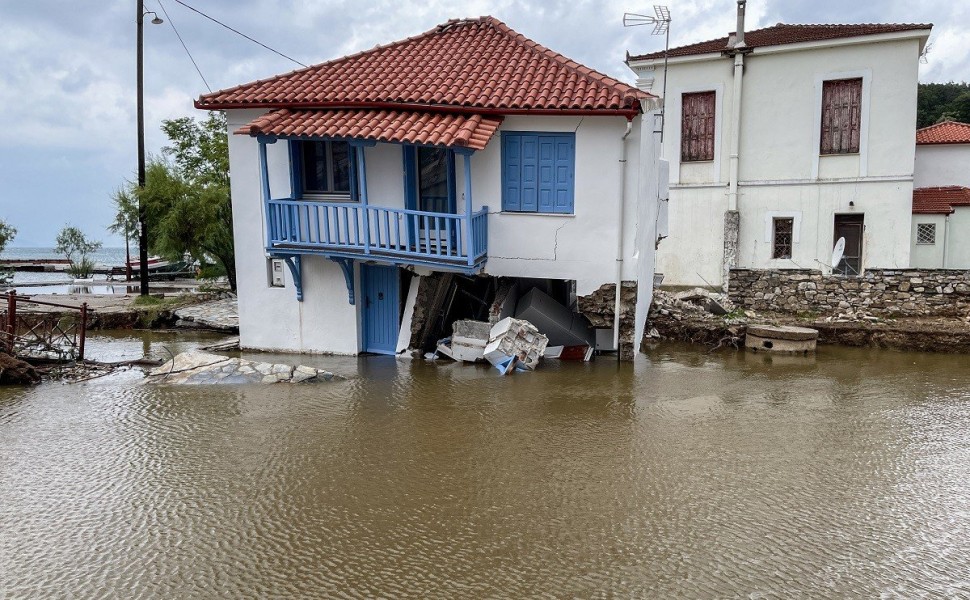 Καταστροφές από το πλημμυρικό φαινόμενο που προκάλεσε η κακοκαιρία "Daniel" στην Μηλίνα Πηλίου. Σάββατο 9 Σεπτεμριου 2023