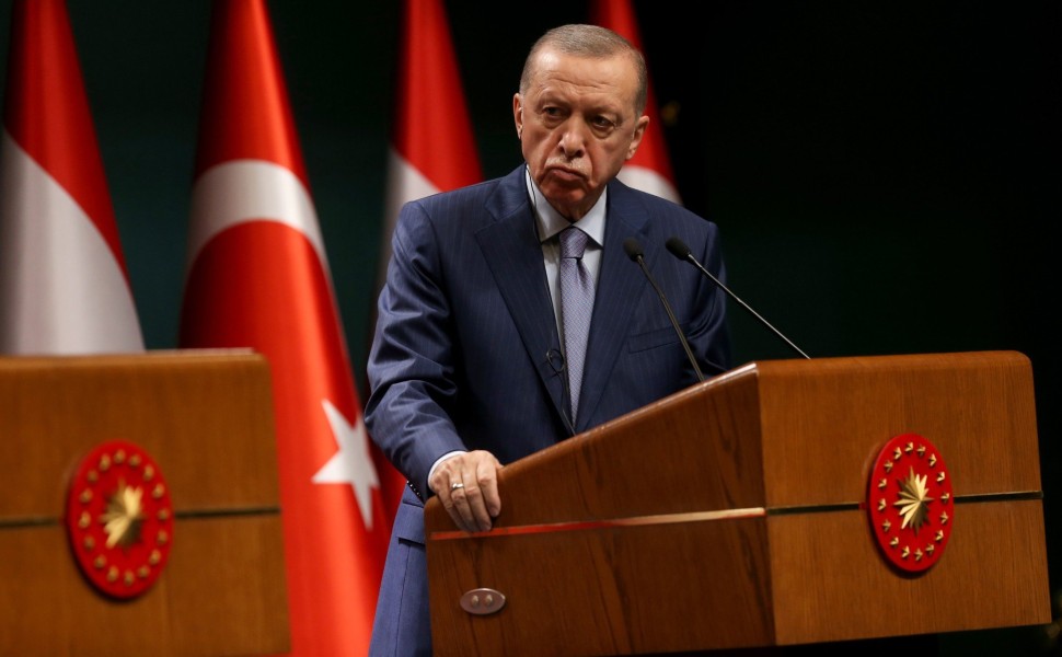 O Τούρκος Πρόεδρος, Ρετζέπ Ταγίπ Ερντογάν κατά τη διάρκεια συνέντευξης Τύπου / EPA - NECATI SAVAS