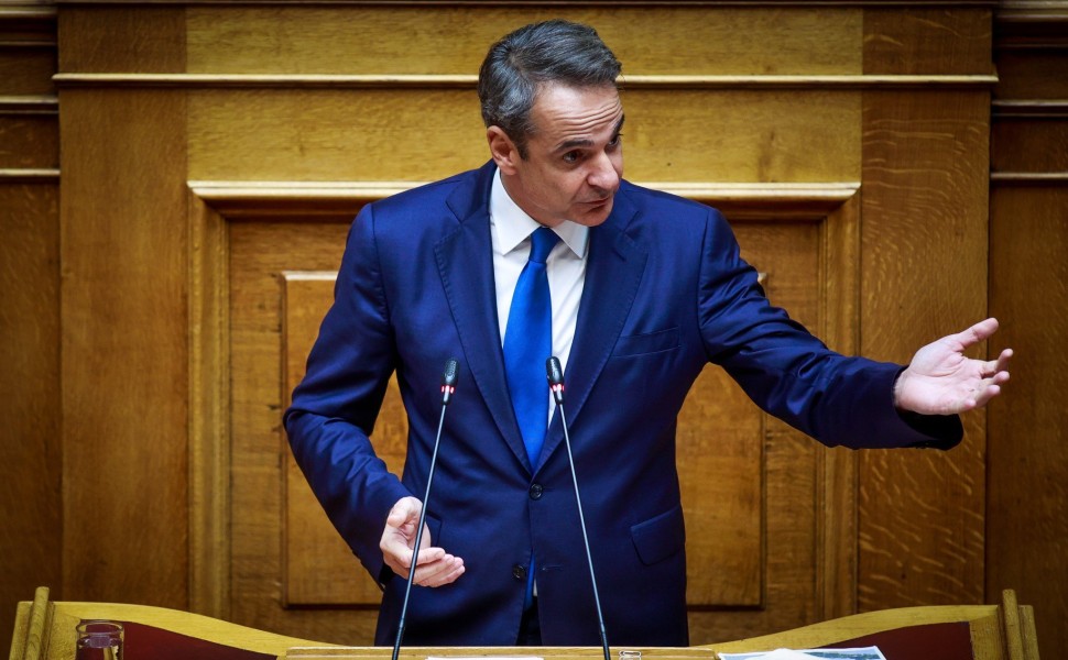 Ο Κυριάκος Μητσοτάκης στο βήμα της Βουλής (φωτο: Eurokinissi)