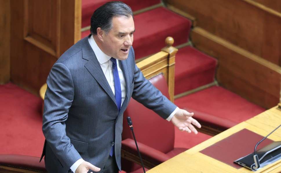 Ο υπουργός Εργασίας Άδωνις Γωεργιάδης στη Βουλή / Eurokinissi