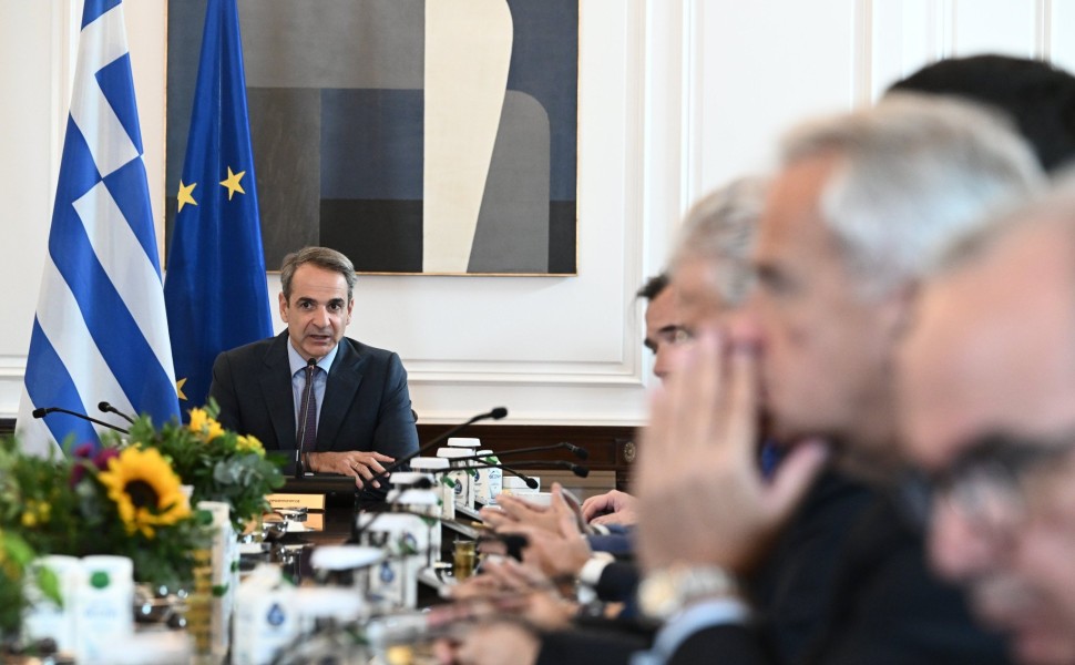 Ο Κυριάκος Μητσοτάκης και ο...σκεπτικός Μάκης Βορίδης σε υπουργικό Συμβούλιο / Eurokinissi
