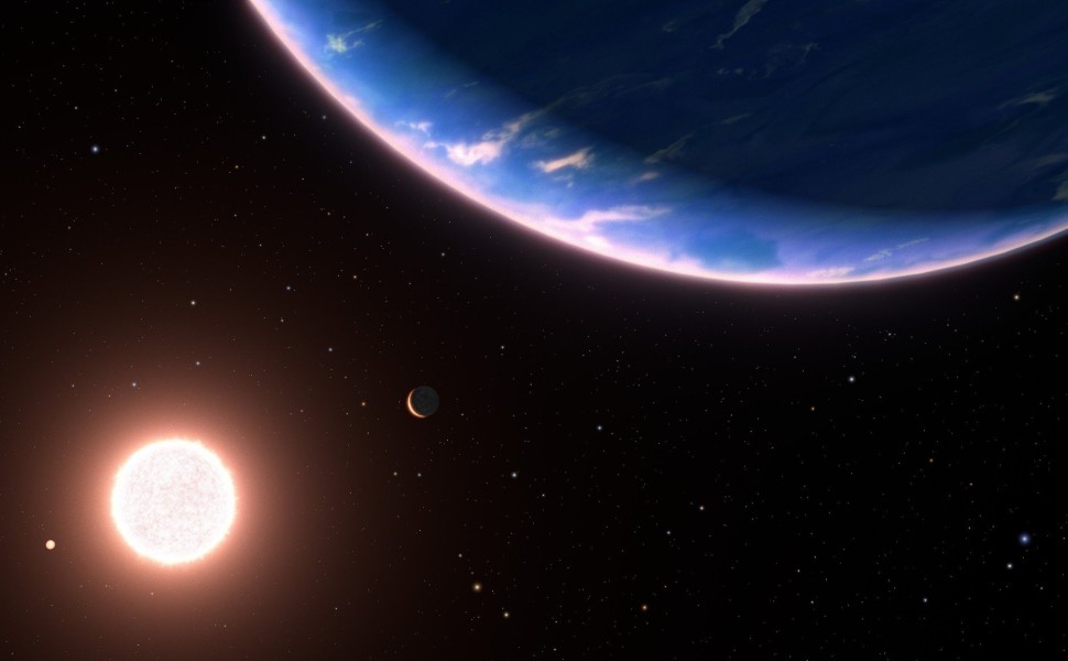 Καλλιτεχνική άποψη του εξωπλανήτη GJ 9827d, που βρίσκεται σε τροχιά γύρω από τον ερυθρό νάνο GJ 9827. Credit: NASA, ESA, Leah Hustak and Ralf Crawford (STScI)