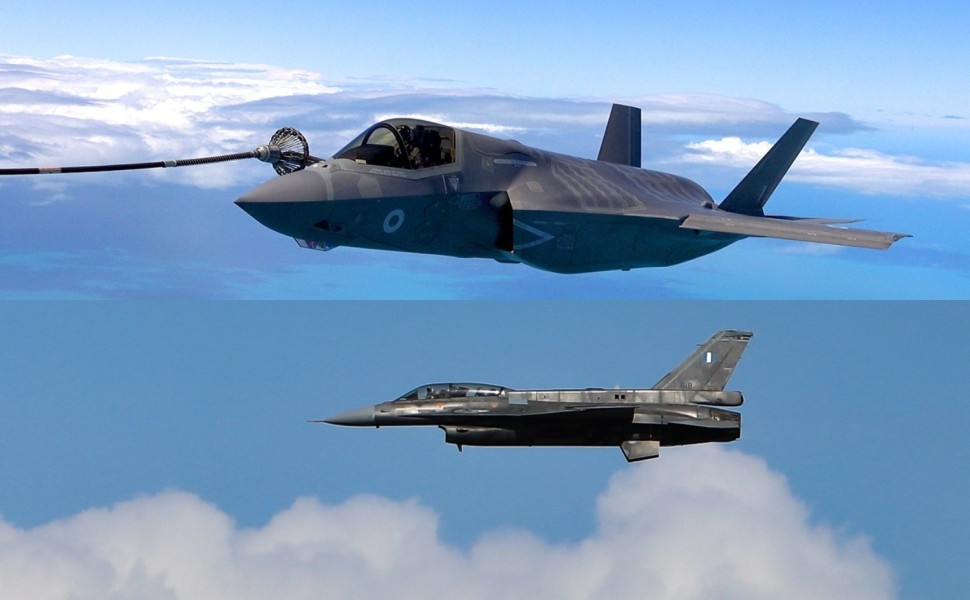 F-35 (πάνω) και F-16 (κάτω) / Φωτ.: Intime