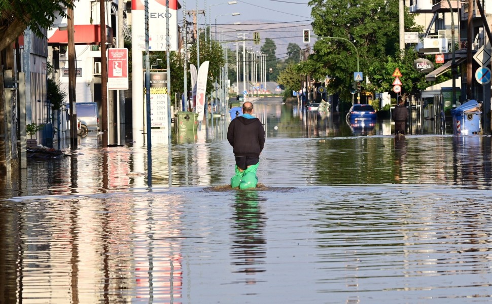 Εικόνα από τις πλημμύρες στον θεσσαλικό κάμπο (φωτο: Eurokinissi)