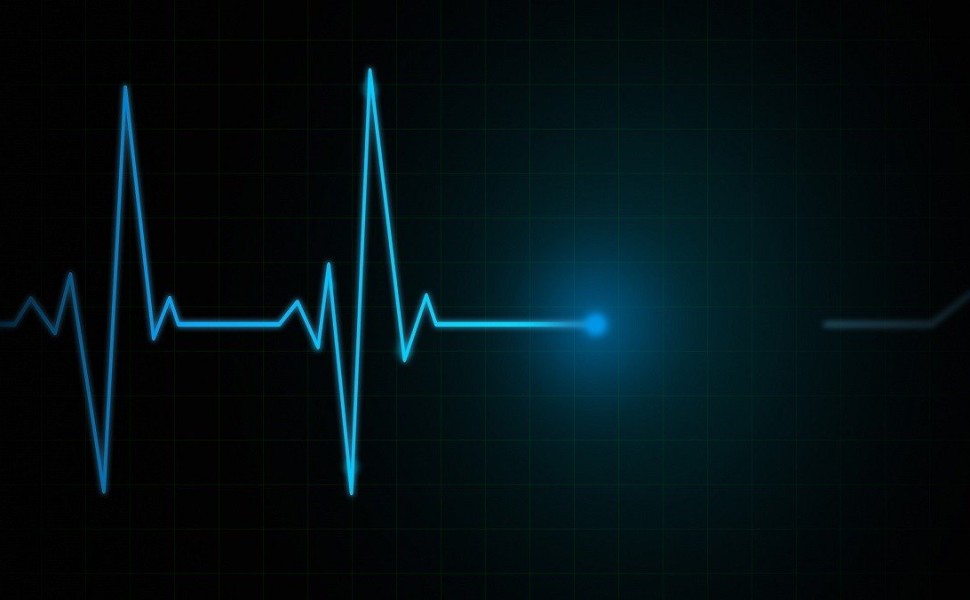Heartbeat Cardiogram cardiograph oscilloscope screen blue illustration background. Heartbeat line or ECG pulse monitor health equipment