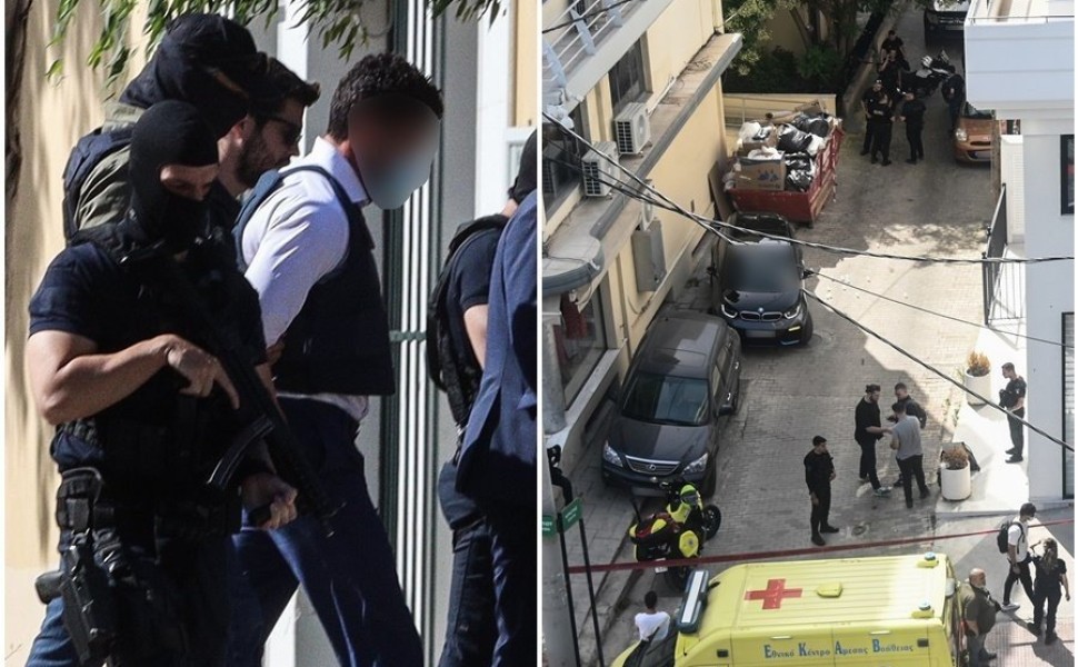 Εικόνες από το σημείο της δολοφονίας του τοπογράφου στο Ψυχικό και του 44χρονου που συνελήφθη για το το έγκλημα (φωτογραφίες: Eurokinissi)