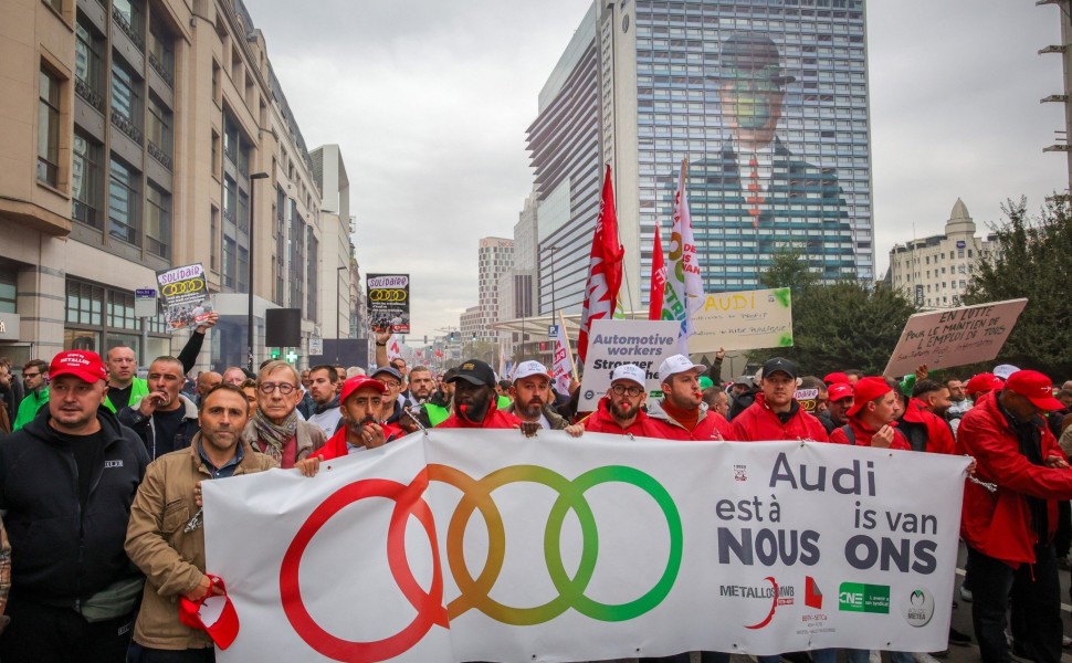 Φωτογραφία ΑΠΕ-ΜΠΕ Διαδηλώσεις στις Βρυξέλλες για το κλείσιμο εργοστασίου της Audi