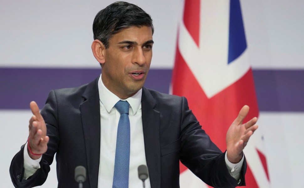Britain's Prime Minister Rishi Sunak speaks during a joint news conference with French President Emmanuel Macron (not pictured) at the Elysee Palace in Paris, France, Friday, March 10, 2023. French President Emmanuel Macron and British Prime Minister Rish